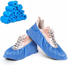 100 Pack of Disposable Shoe Covers 16 X 4.5 x 6. Blue shoe protectors