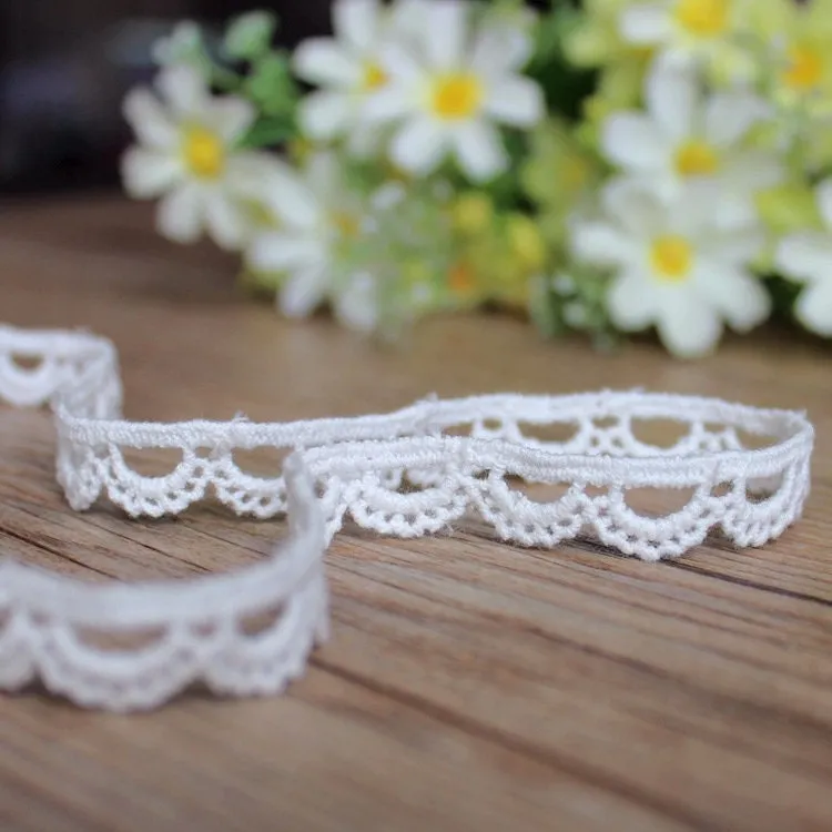 10mm 3/8" White Narrow Crochet Lace Trim Scallop Apparel Embellishment Decor Dress Blouse Shirt Sewing Craft Supply Sold by Yards