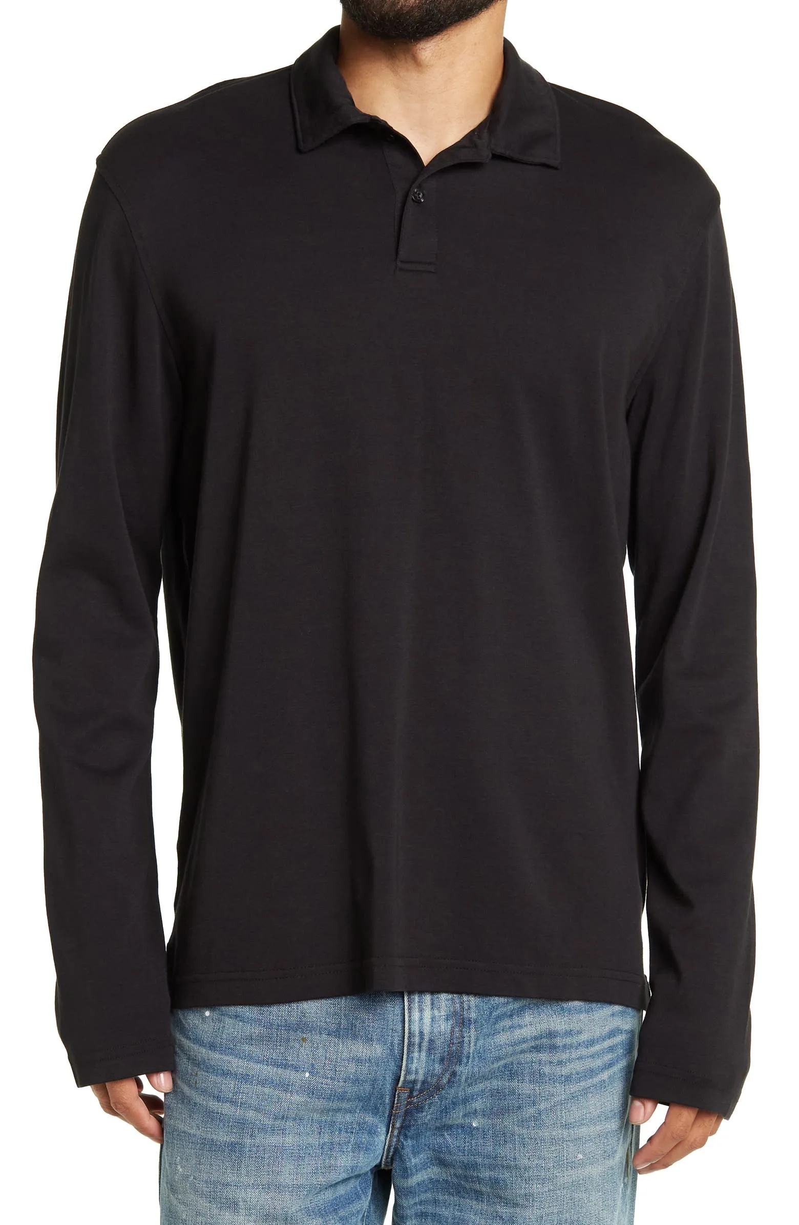 14th & Union Black Longsleeve Knit Polo