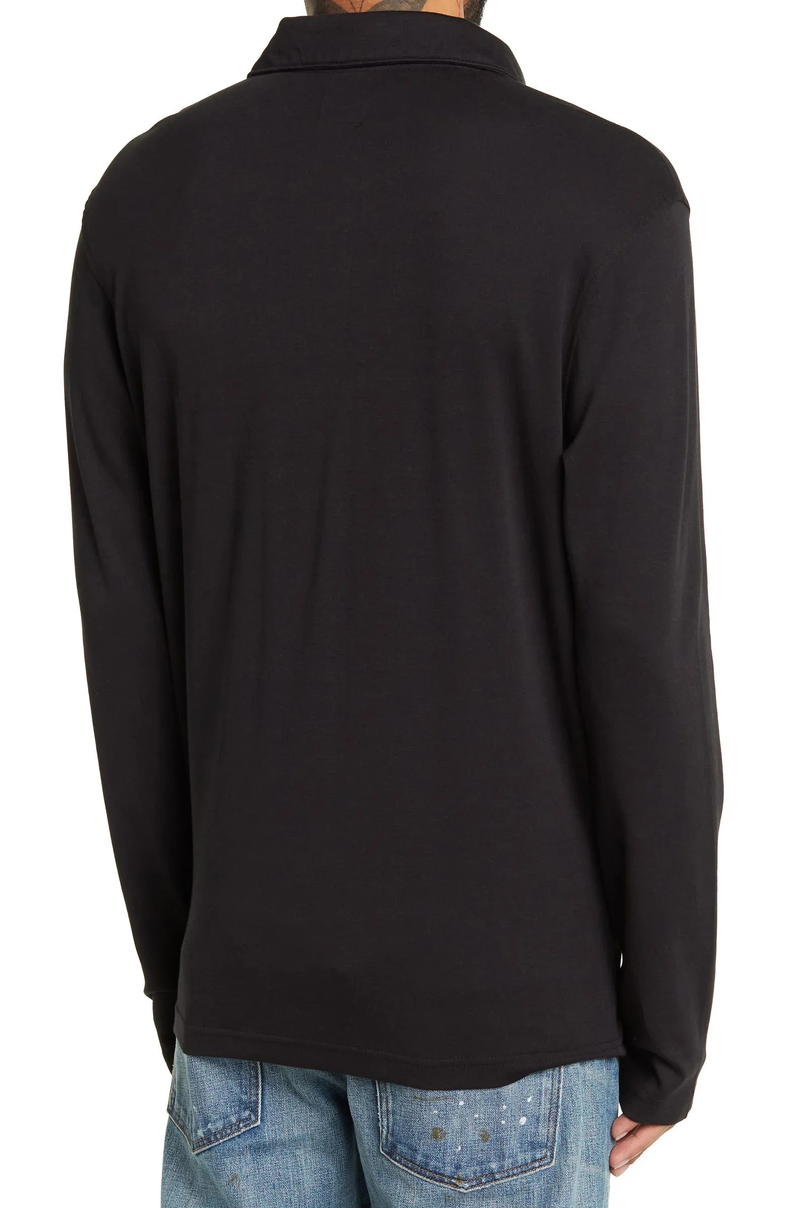 14th & Union Black Longsleeve Knit Polo