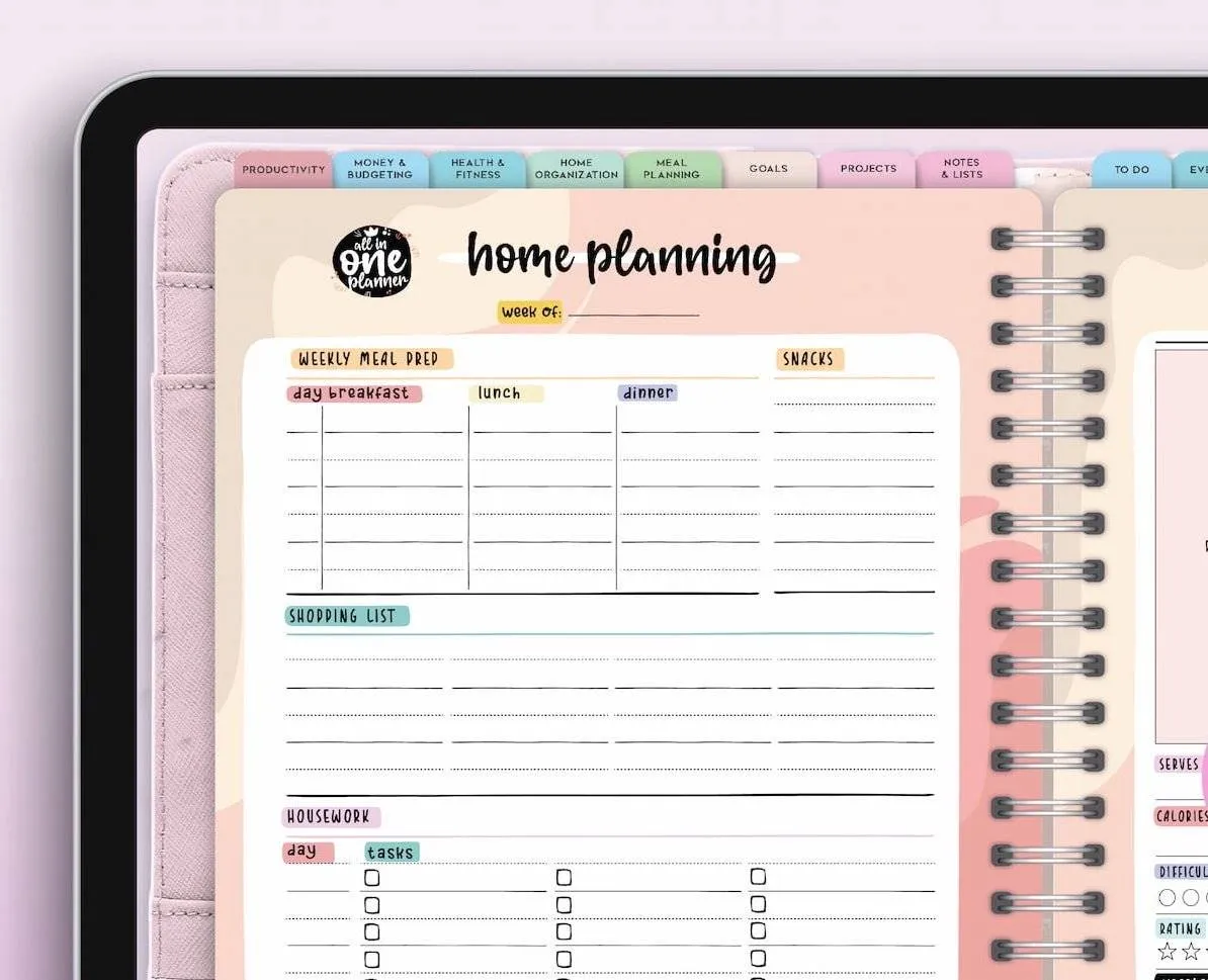 2024 Digital GoodNotes Planner for iPads & Tablets - Daily, Weekly & Monthly notebook pages: Clickable Index, Hyperlinked Tabs, Note Section