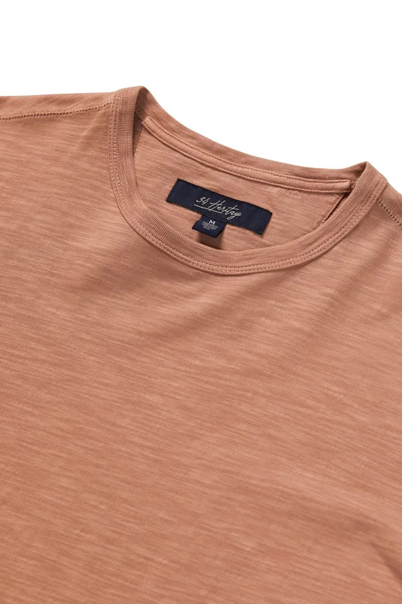 34 Heritage Brown Crewneck Slub  T-Shirt