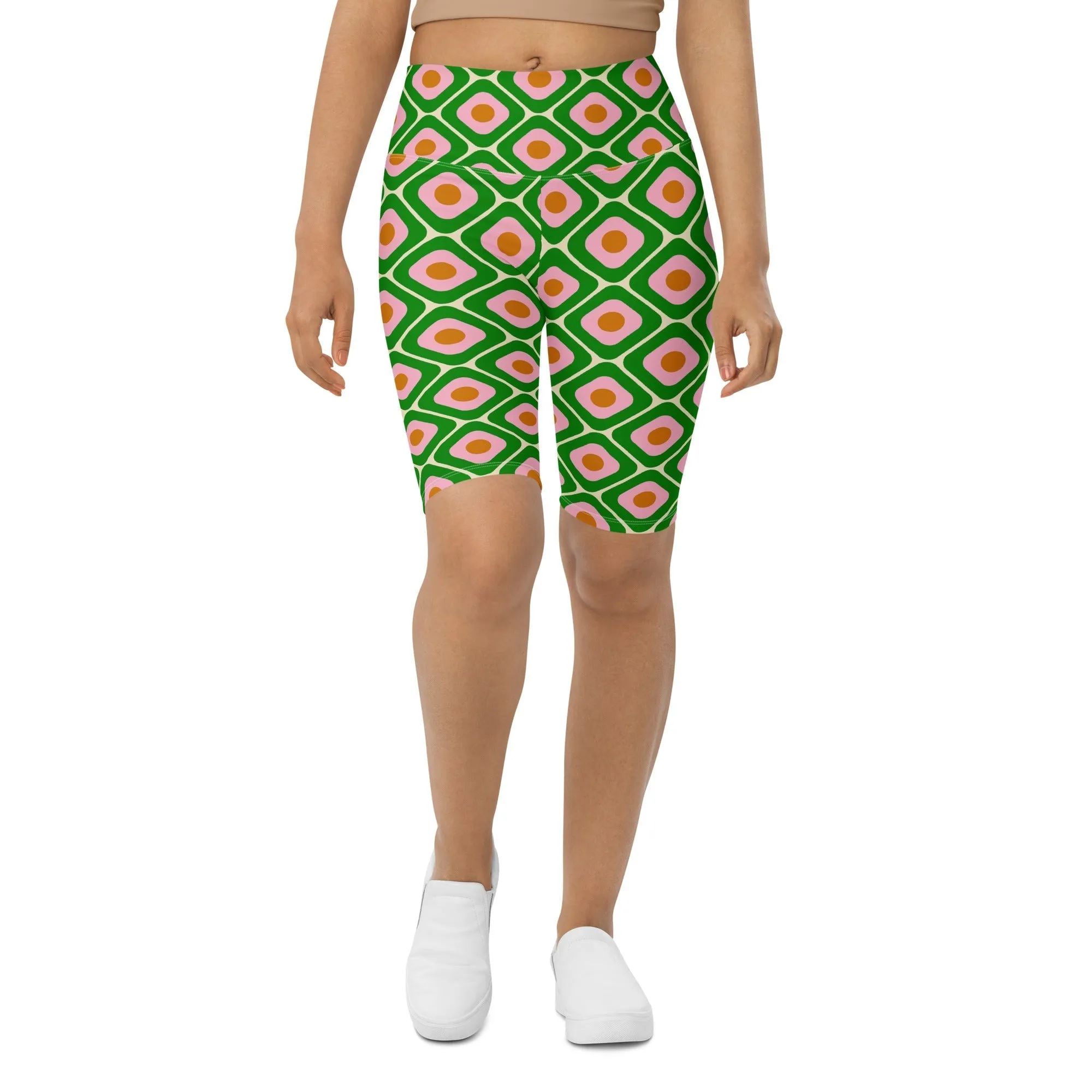 70s Retro Pattern Biker Shorts