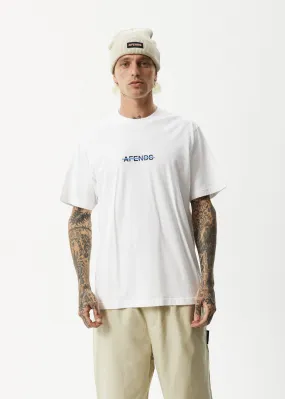 AFENDS Mens Liquid - Retro Logo T-Shirt - White