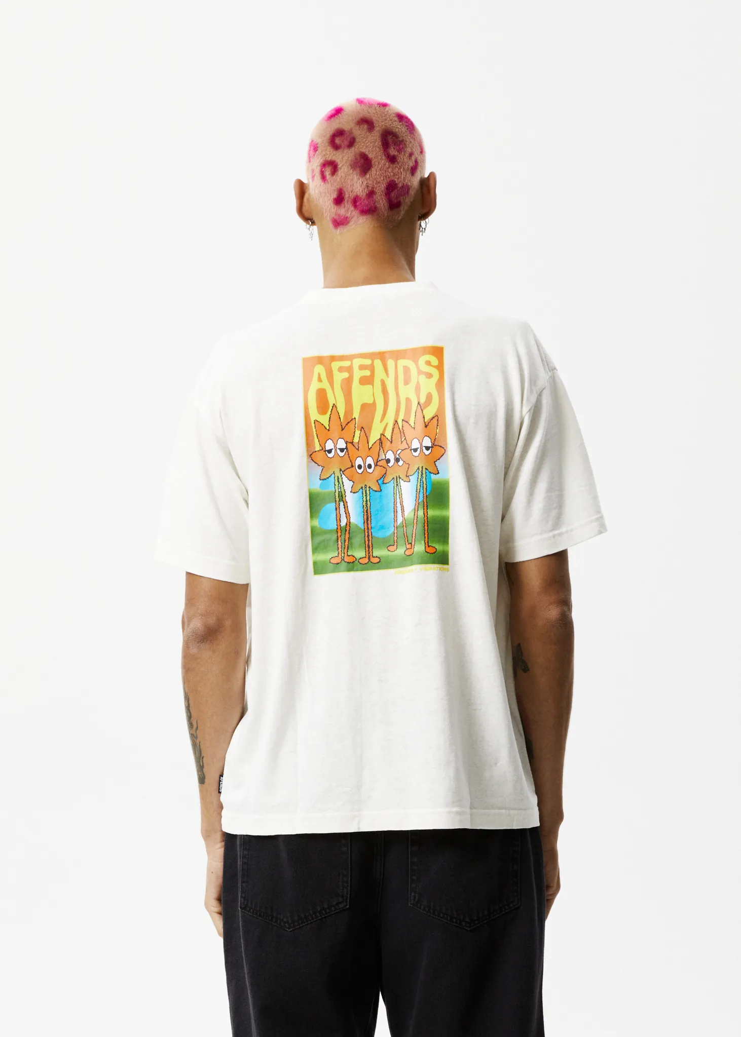 AFENDS Mens Vibrations - Boxy Graphic T-Shirt - Off White