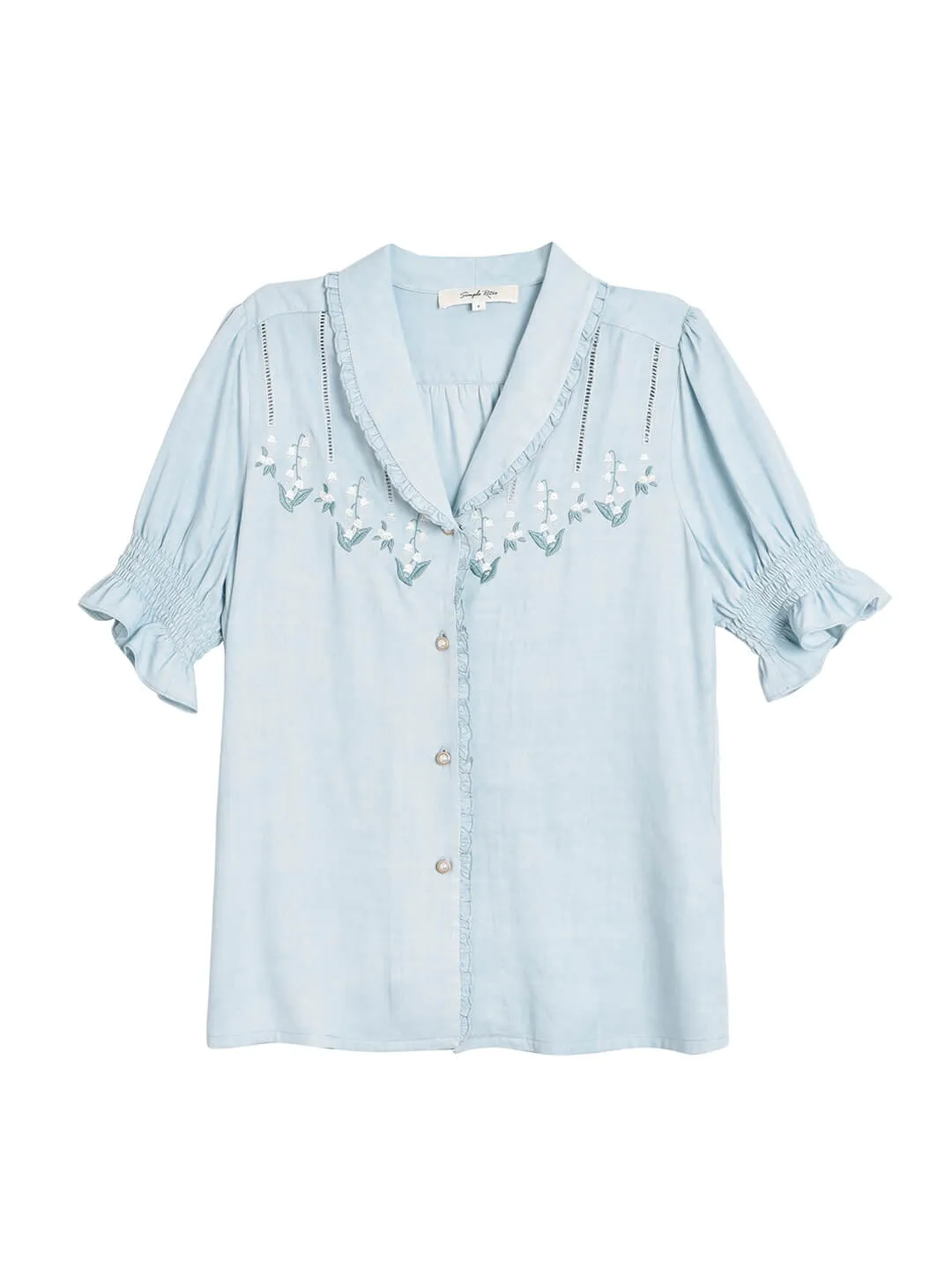 Alicia Floral Embroidery V-Neck Blouse