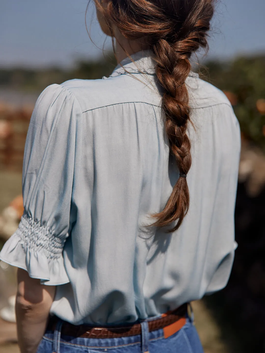 Alicia Floral Embroidery V-Neck Blouse