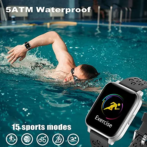 ASWEE Smart Watch for Women Men, Fitness Trackers with Blood Oxygen, Heart Rate and Sleep Monitor, Pedometer Step Counter Watch with 5ATM Waterproof, Smartwatch Compatible with iPhone Android Phones