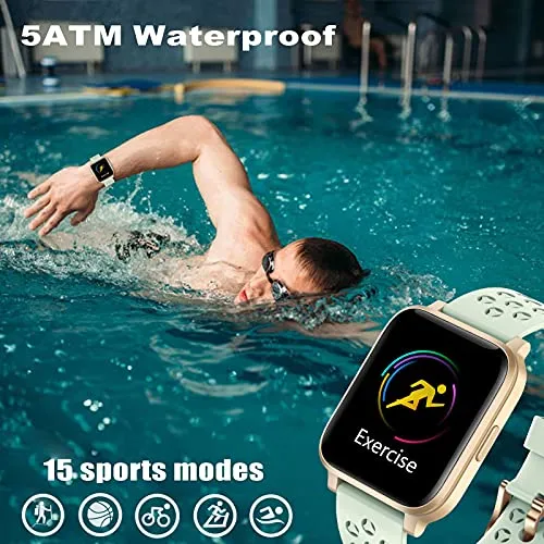 ASWEE Smart Watch for Women Men, Fitness Trackers with Blood Oxygen, Heart Rate and Sleep Monitor, Pedometer Step Counter Watch with 5ATM Waterproof, Smartwatch Compatible with iPhone Android Phones