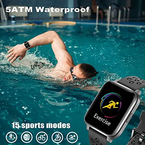 ASWEE Smart Watch for Women Men, Fitness Trackers with Blood Oxygen, Heart Rate and Sleep Monitor, Pedometer Step Counter Watch with 5ATM Waterproof, Smartwatch Compatible with iPhone Android Phones