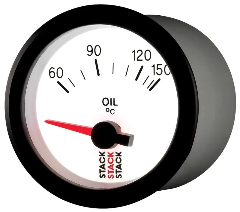 Autometer Stack 52mm 60-150 Deg C M10 Male Electric Oil Temp Gauge - White