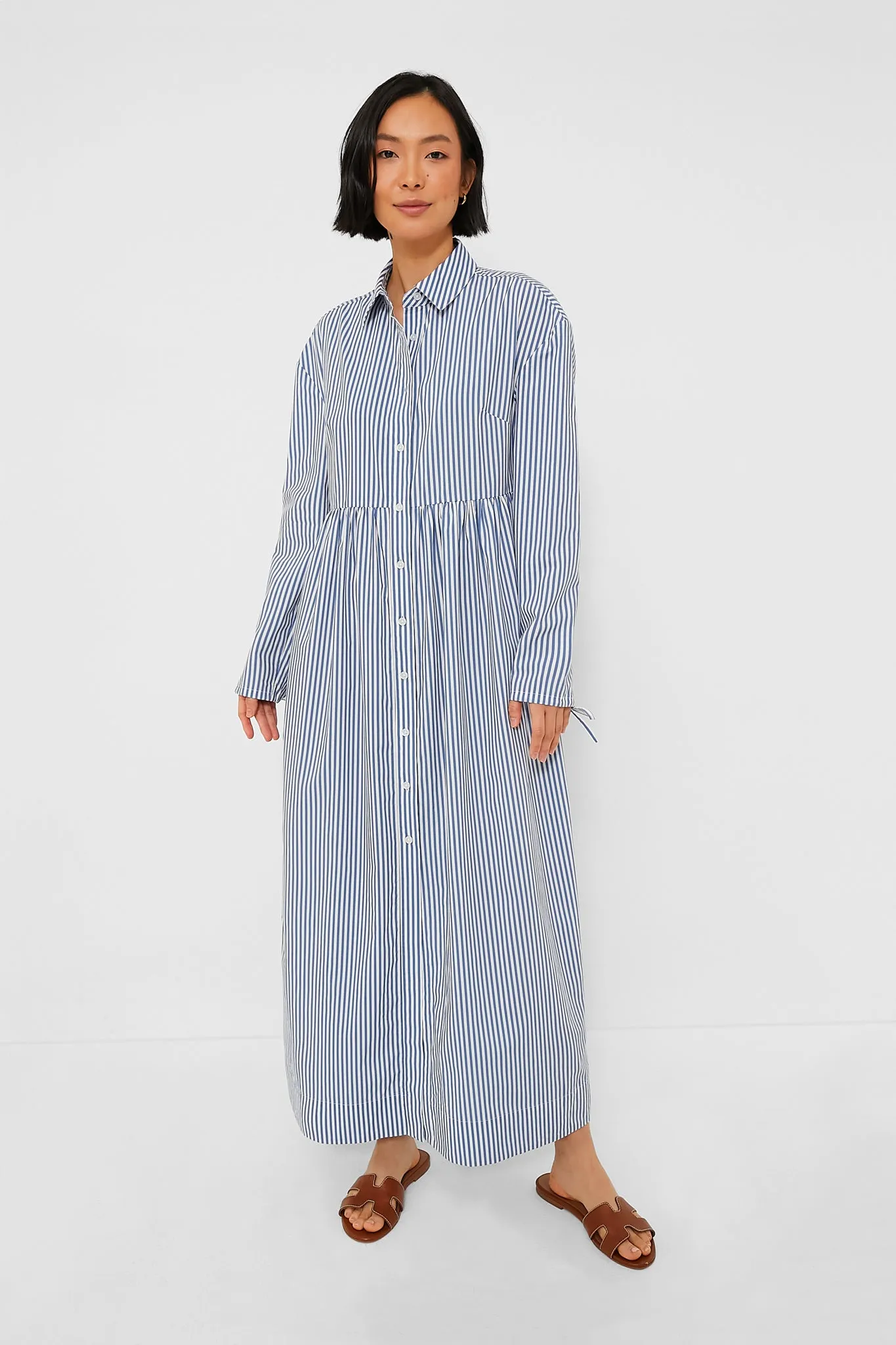 Beach Stripe Poplin Maxi Shirtdress