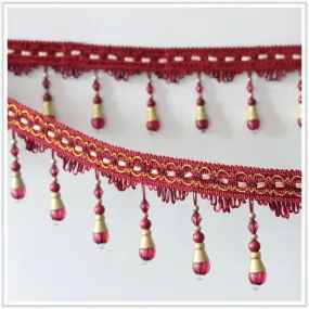 Beads Garland Trim Ribbon Crystal Pearl Tassel Fringe Sold by Yards Felt Mini Indian Boho Baby Scallop Small Large Sewing Fabric Wholesale