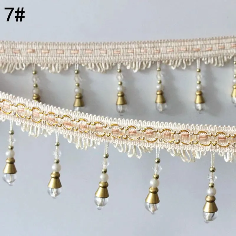 Beads Garland Trim Ribbon Crystal Pearl Tassel Fringe Sold by Yards Felt Mini Indian Boho Baby Scallop Small Large Sewing Fabric Wholesale