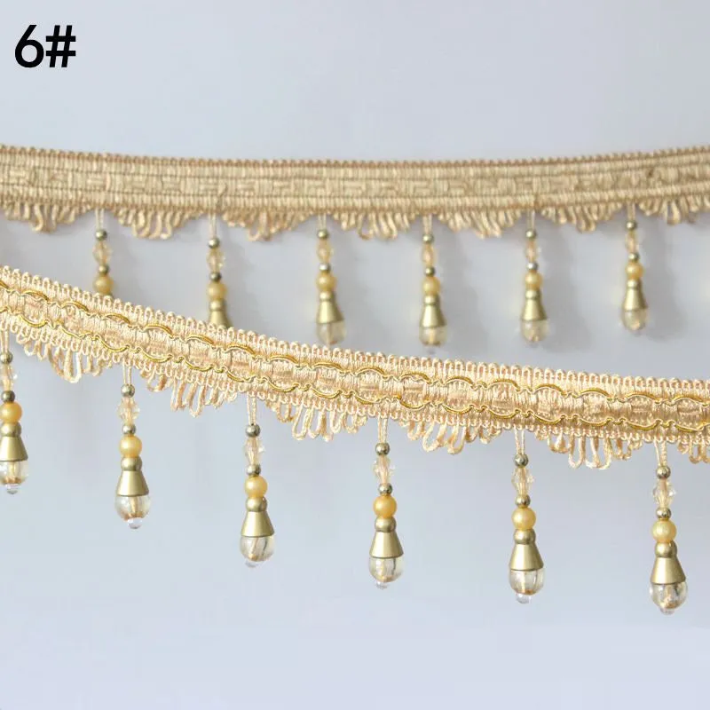 Beads Garland Trim Ribbon Crystal Pearl Tassel Fringe Sold by Yards Felt Mini Indian Boho Baby Scallop Small Large Sewing Fabric Wholesale