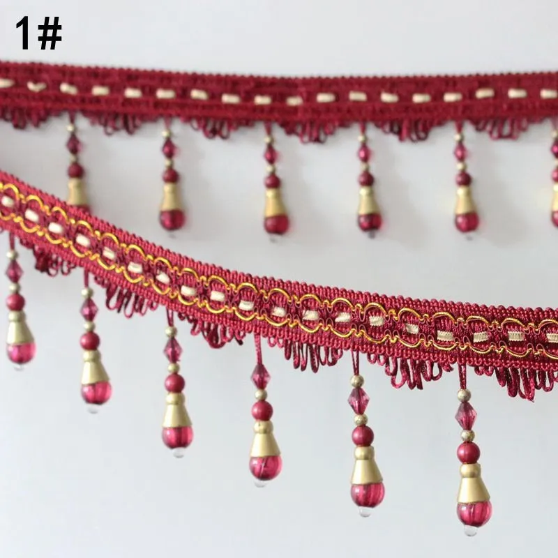 Beads Garland Trim Ribbon Crystal Pearl Tassel Fringe Sold by Yards Felt Mini Indian Boho Baby Scallop Small Large Sewing Fabric Wholesale