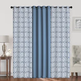 Bernice Plain & Print Set of 3 Curtains