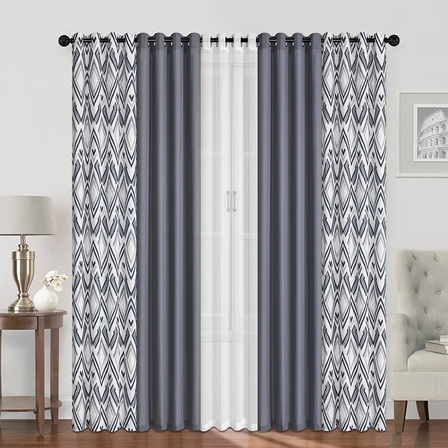 Bertram Plain & Print Set of 5 Curtains