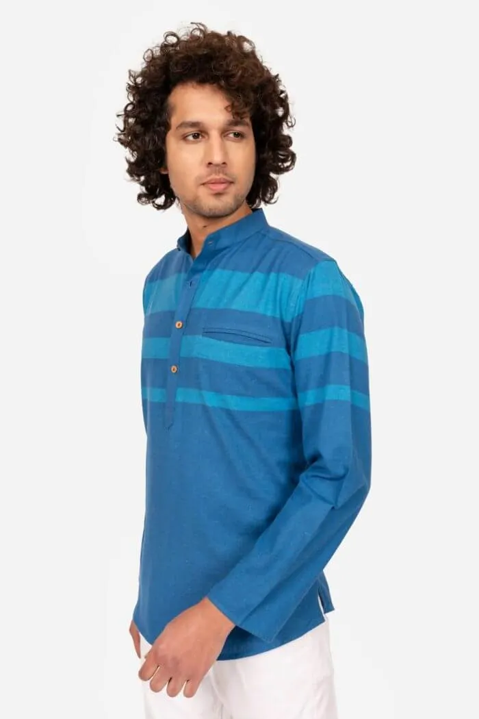 Blue Stripes Short Kurta