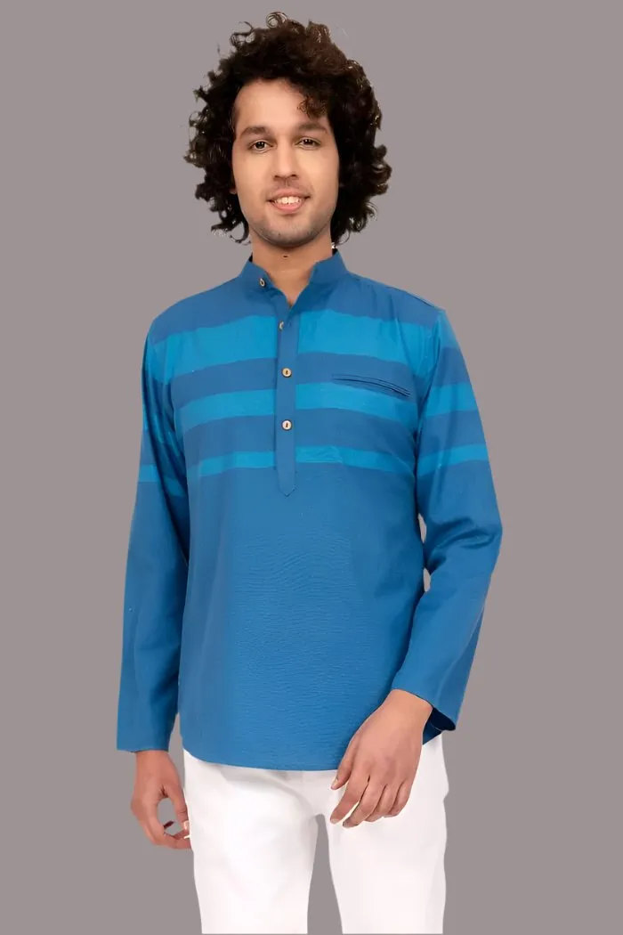 Blue Stripes Short Kurta