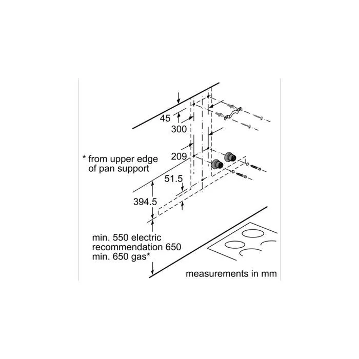 Bosch DWB91PR50A Chimney Hood Wall Mounted S/Steels Ecosilence Drive 90CM 964M3/H