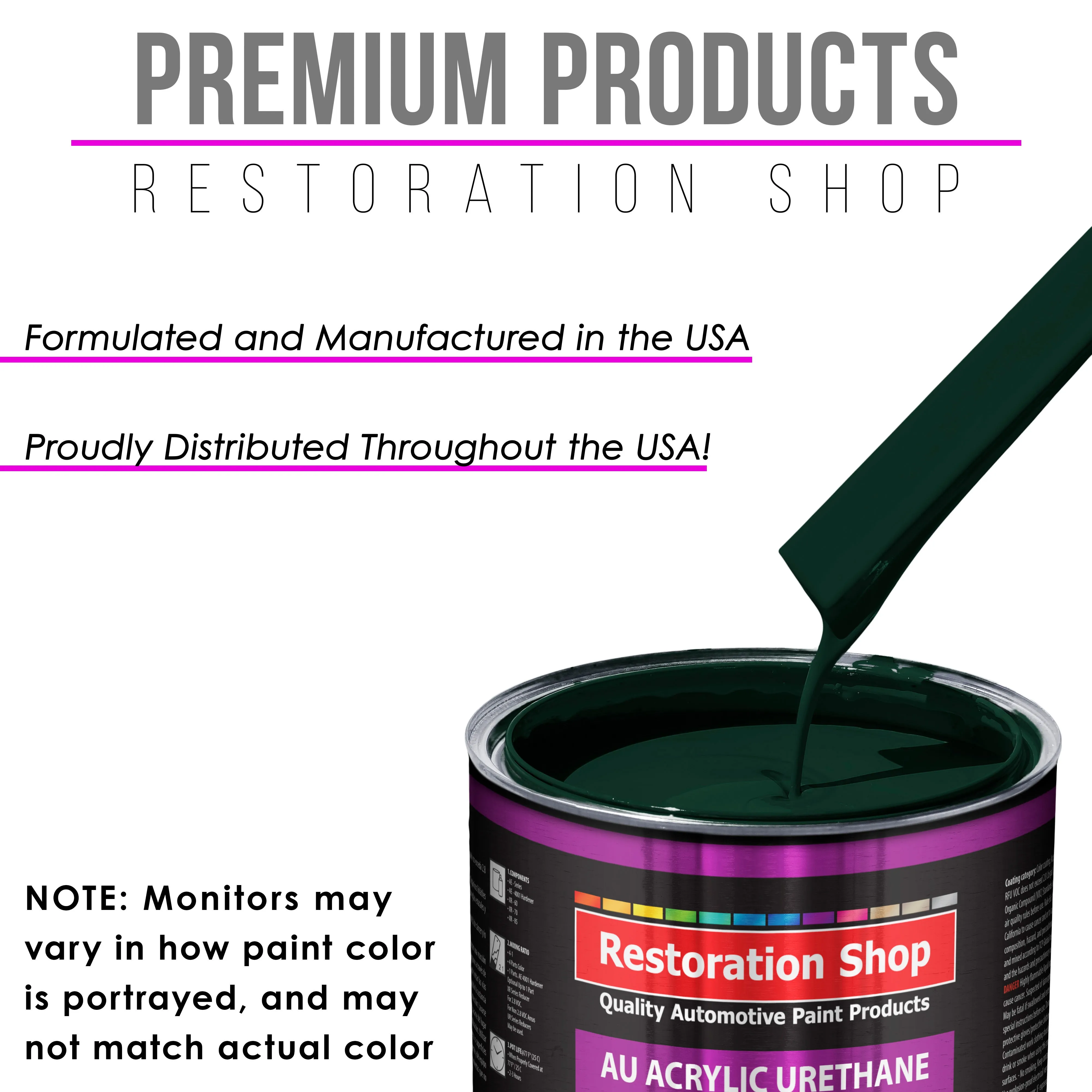 British Racing Green Acrylic Urethane Auto Paint - Complete Gallon Paint Kit - Professional Single Stage Automotive Car Coating, 4:1 Mix Ratio 2.8 VOC