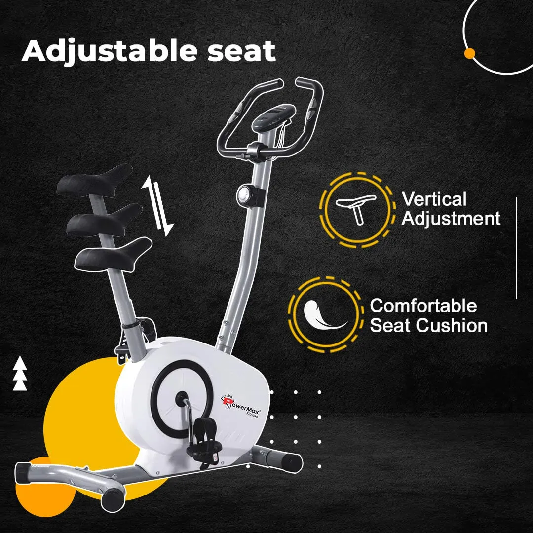 Enhanced Grey and White BU-515-AL502 Steel Magnetic Upright Exercise Bike