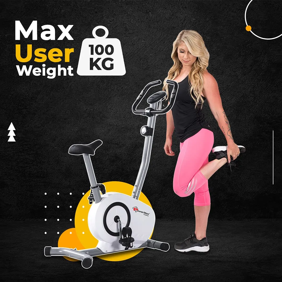 Enhanced Grey and White BU-515-AL502 Steel Magnetic Upright Exercise Bike