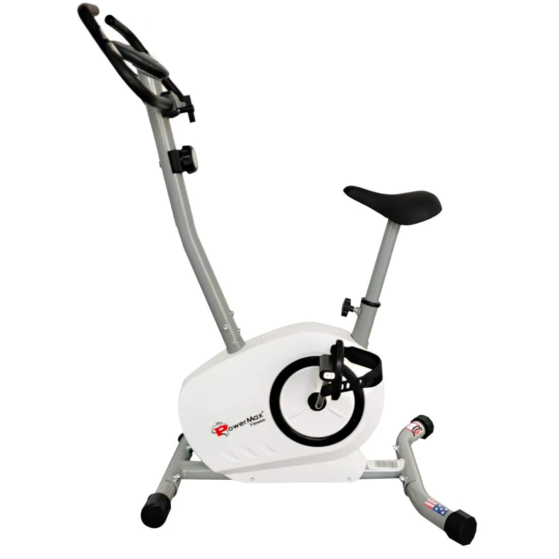 Enhanced Grey and White BU-515-AL502 Steel Magnetic Upright Exercise Bike