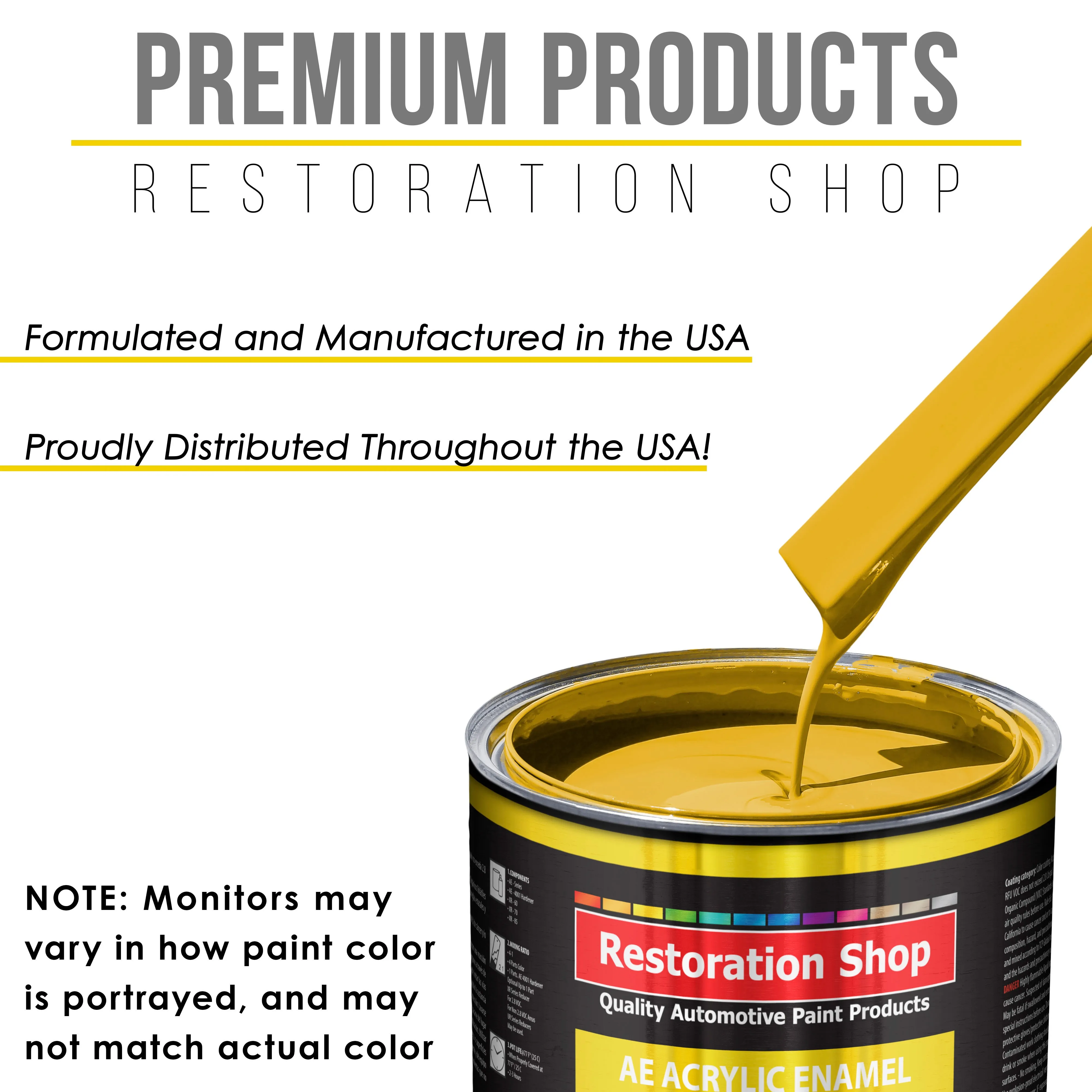 Canary Yellow Acrylic Enamel Auto Paint - Complete Gallon Paint Kit - Professional Single Stage Automotive Car Truck Coating, 8:1 Mix Ratio 2.8 VOC