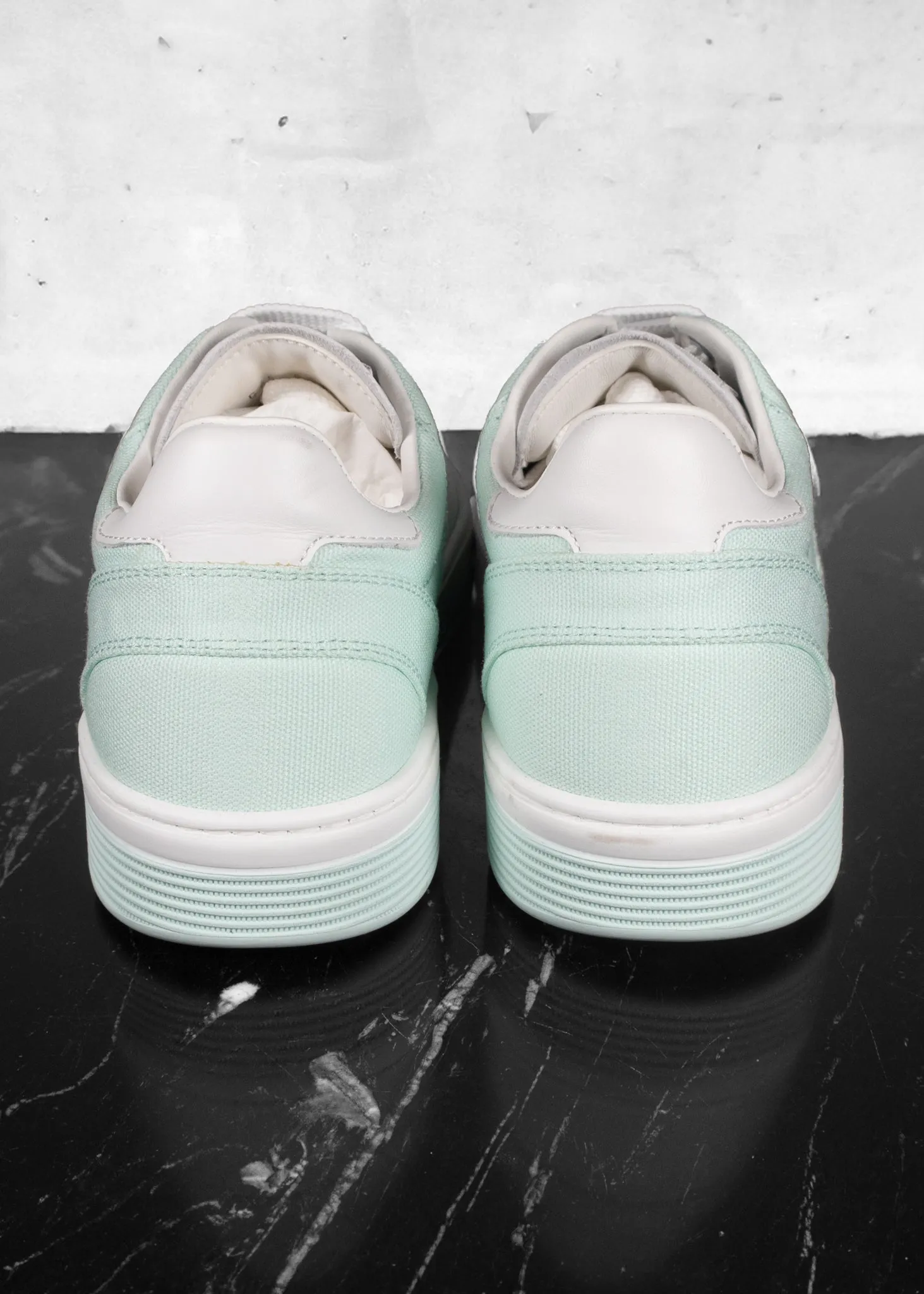 Chanel Light Turquoise White Cotton Sneakers