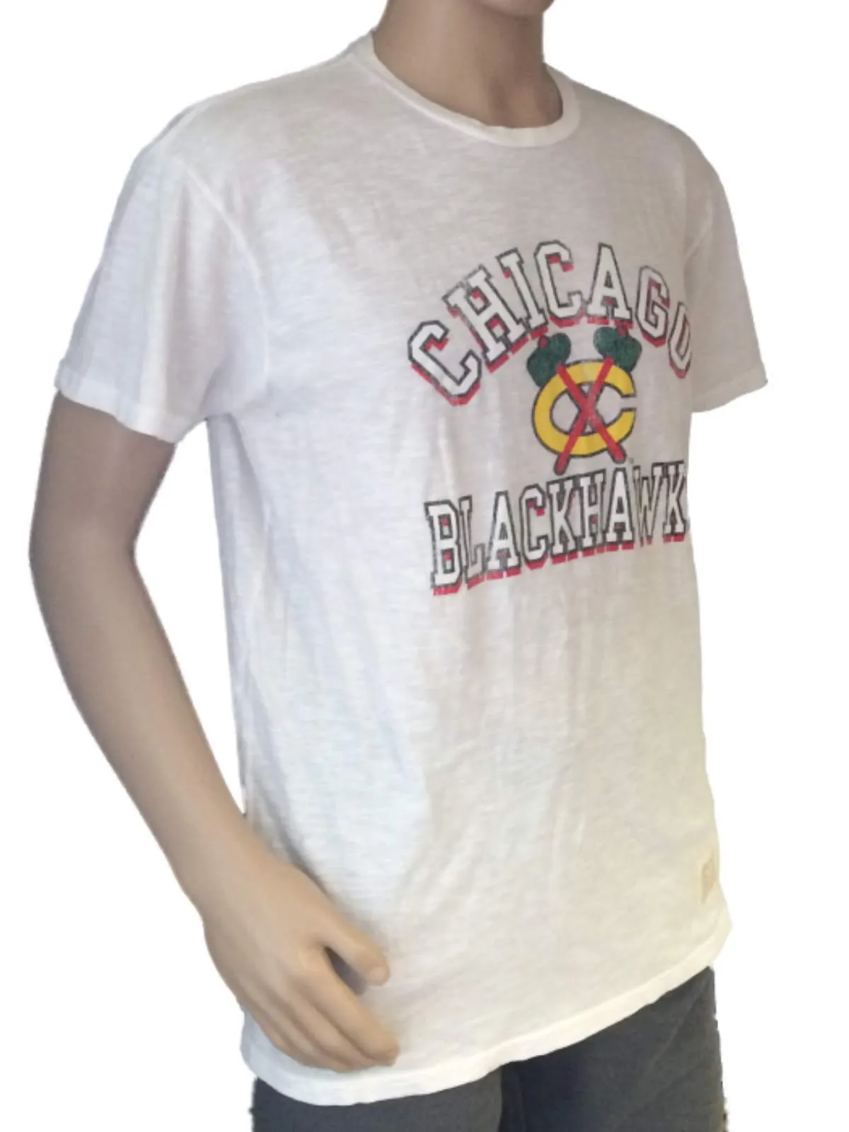 Chicago Blackhawks Retro Brand White Washed Out Slub T-Shirt