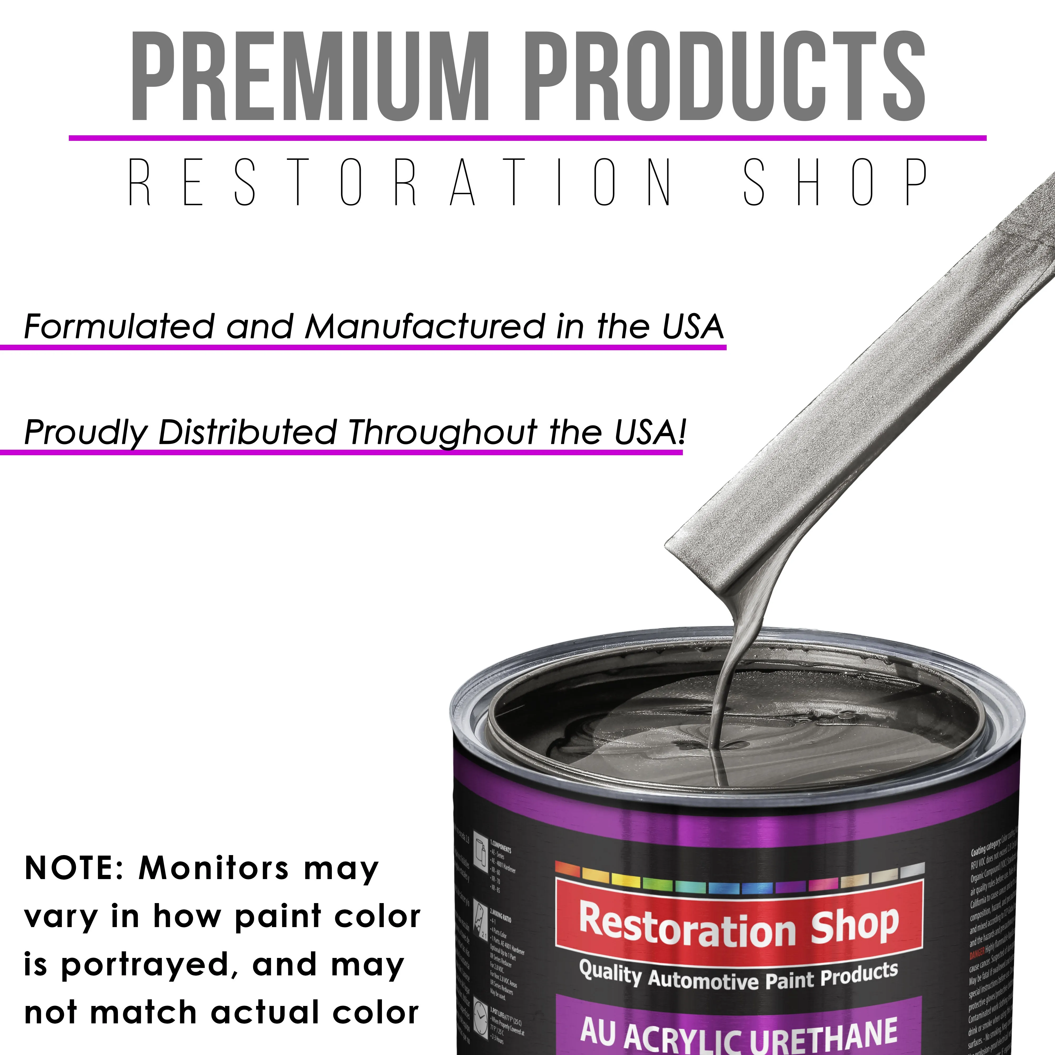 Chop Top Silver Metallic Acrylic Urethane Auto Paint (Complete Quart Paint Kit) Professional Single Stage Automotive Car Coating 4:1 Mix Ratio 2.8 VOC