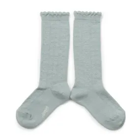 Collegien Pointelle Organic Cotton Knee high Socks - aigue marine