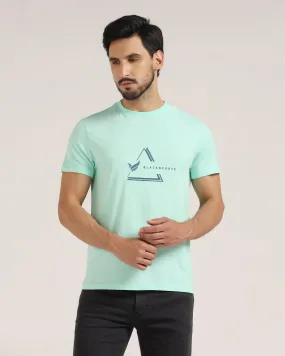 Crew Neck Ocean Wave Solid T-Shirt - Pepper