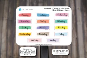 Days of the Week Banner Headers Mini Sticker Sheet for Planner Stickers for Planners, Journals and Notebooks  | Kiss Cut, Matte Finish