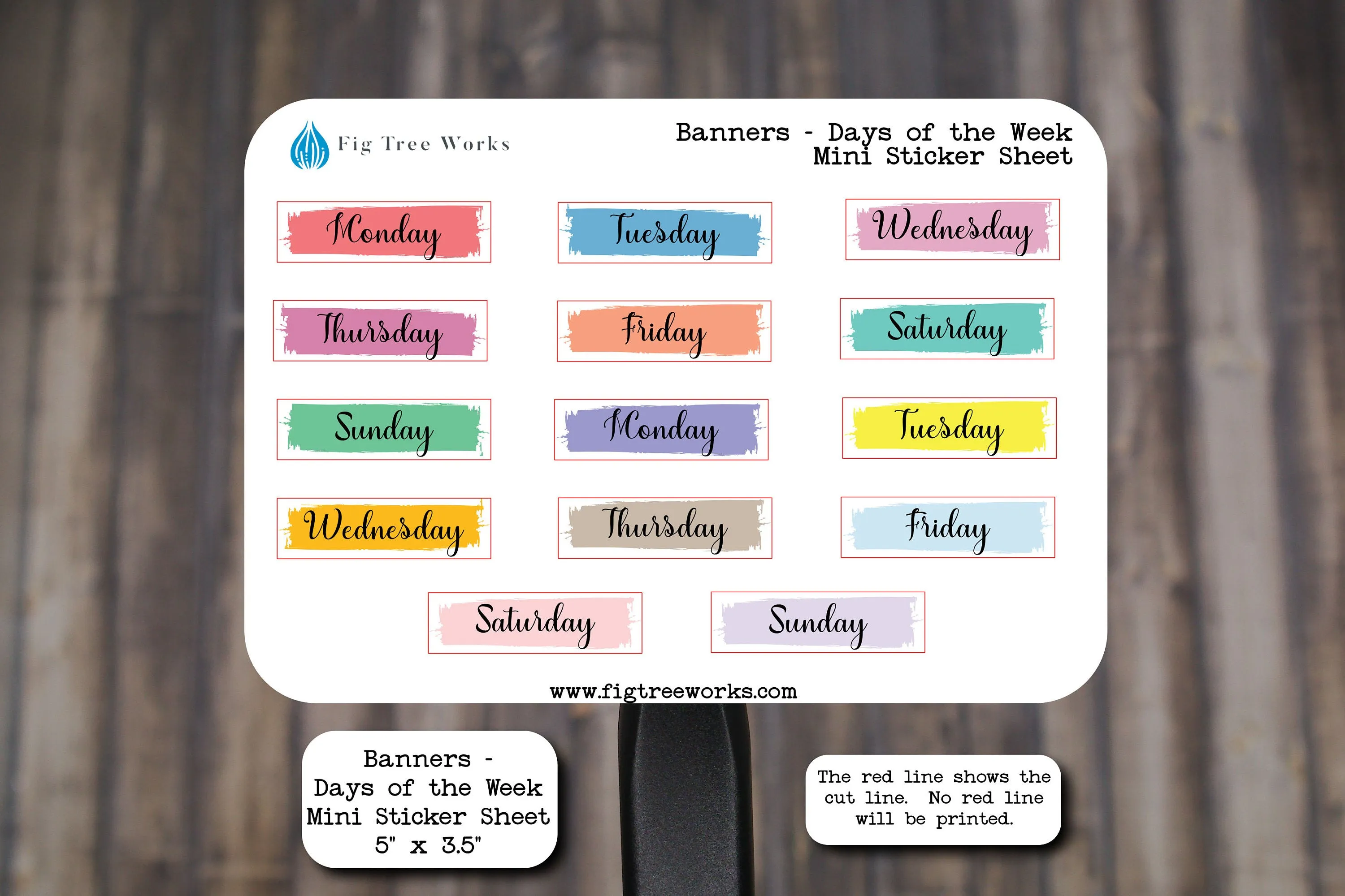 Days of the Week Banner Headers Mini Sticker Sheet for Planner Stickers for Planners, Journals and Notebooks  | Kiss Cut, Matte Finish