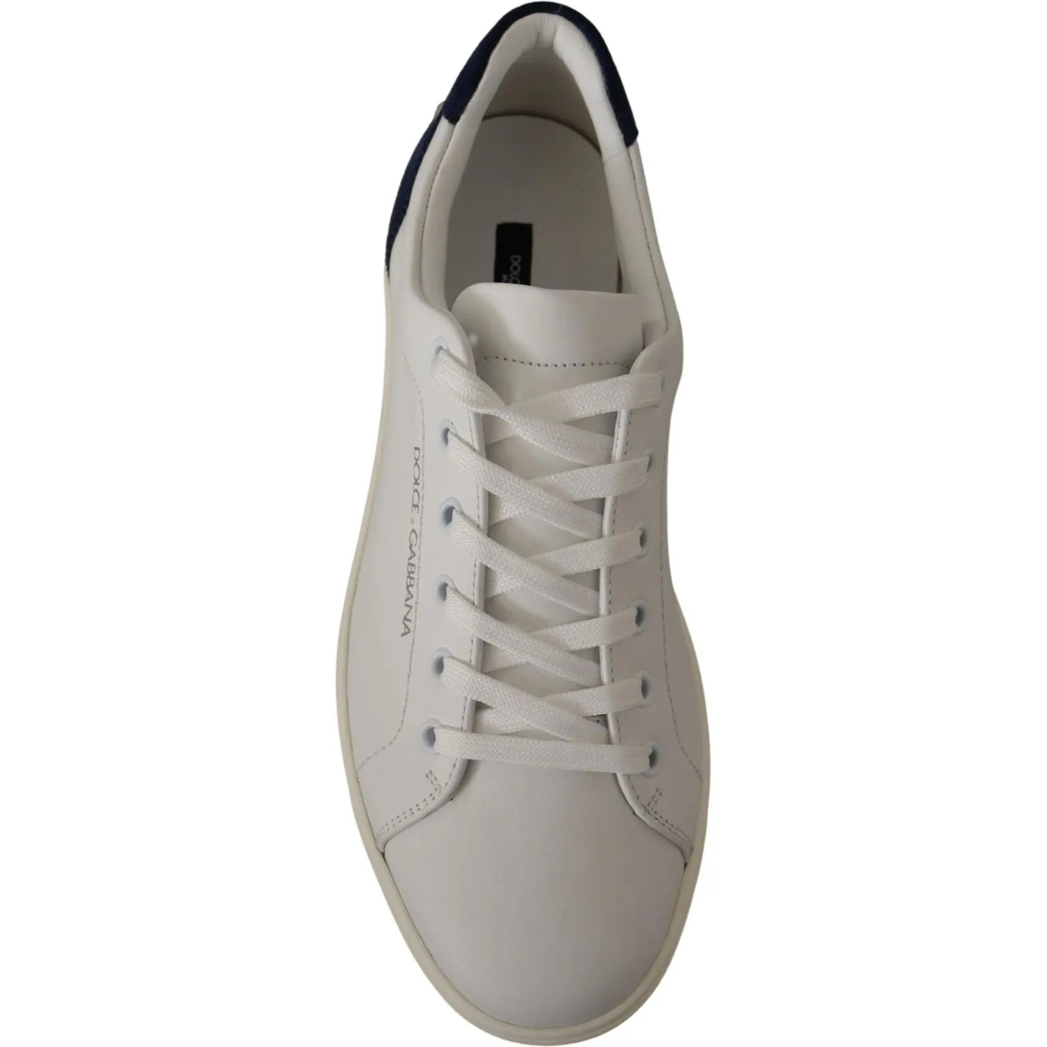 Dolce & Gabbana Elegant White and Blue Low-Top Leather Sneakers