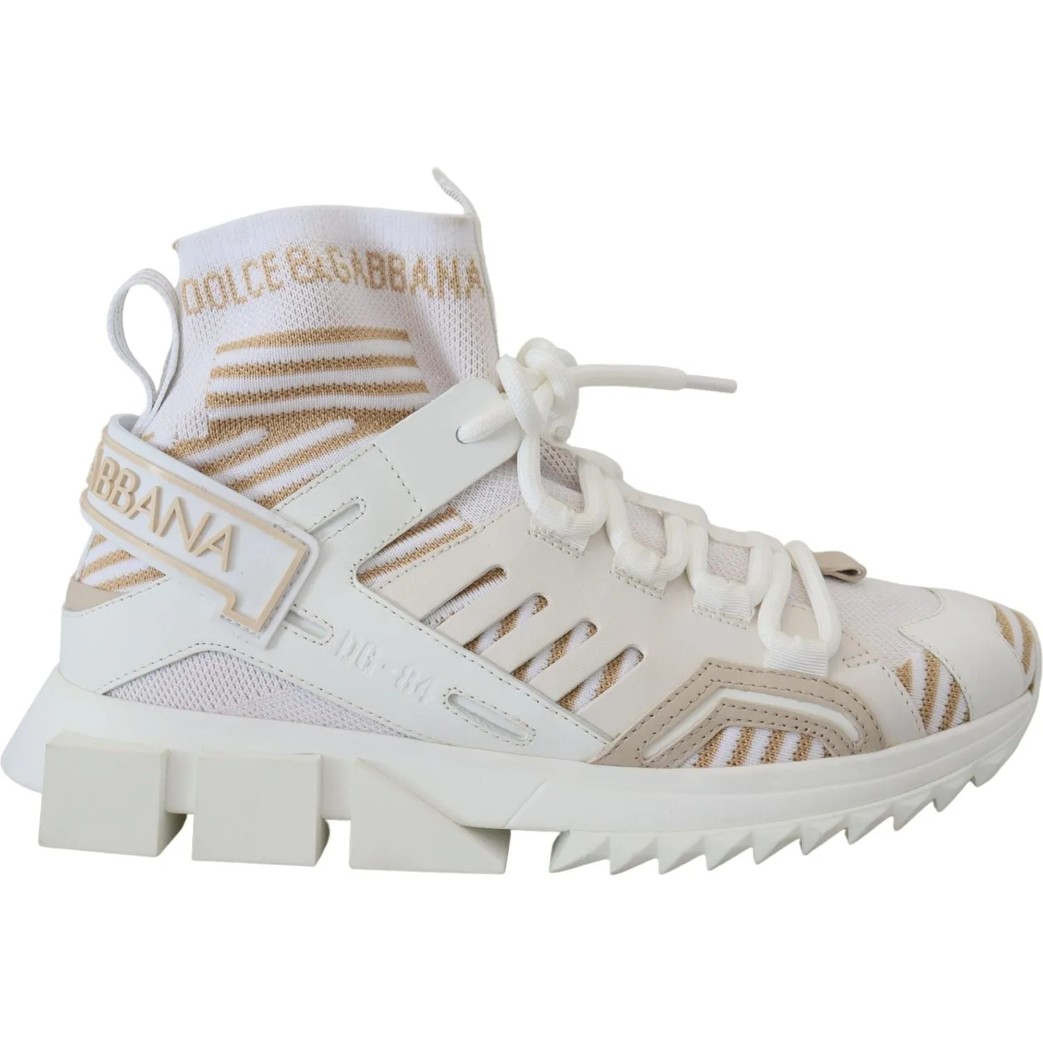 Dolce & Gabbana Elegant White Beige SORRENTO Sneakers