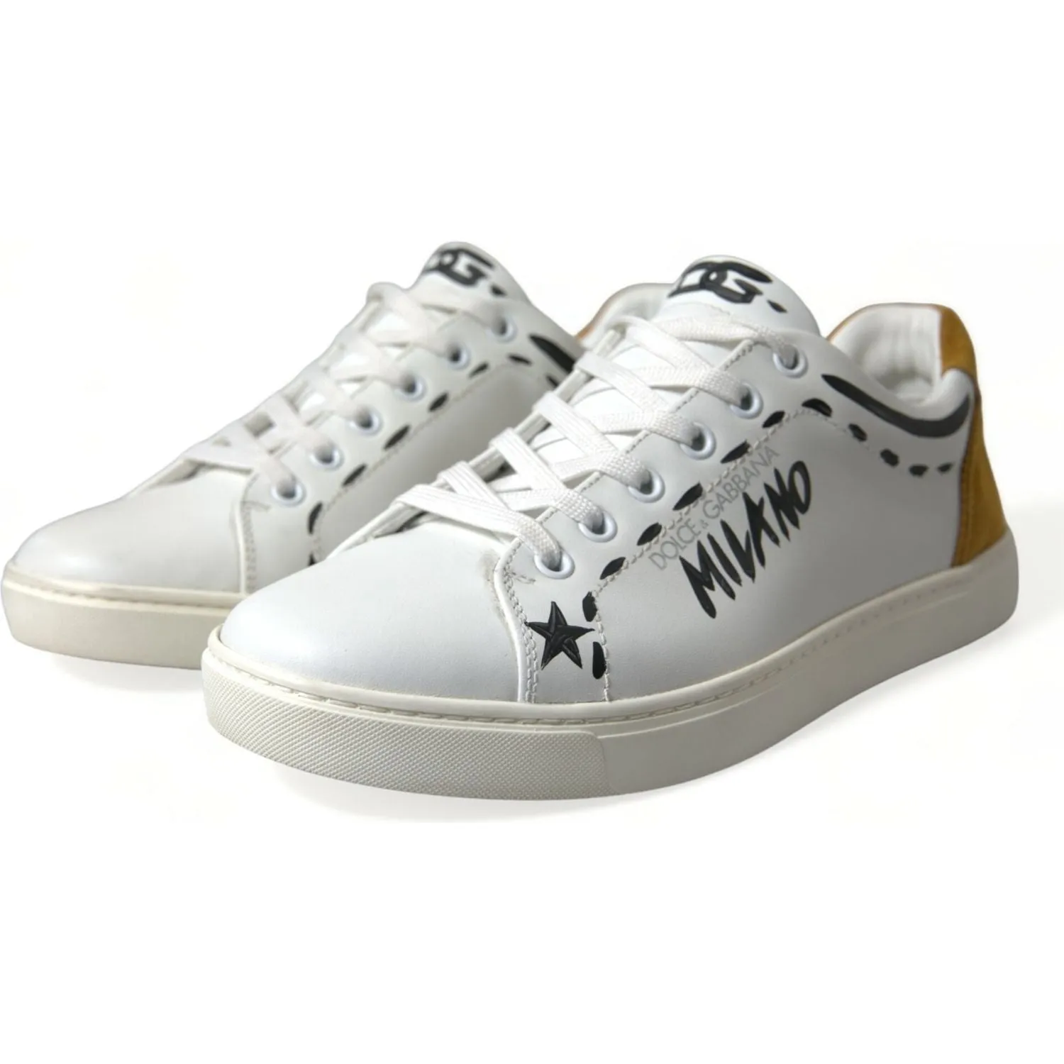 Dolce & Gabbana Sleek White Low Top Leather Sneakers