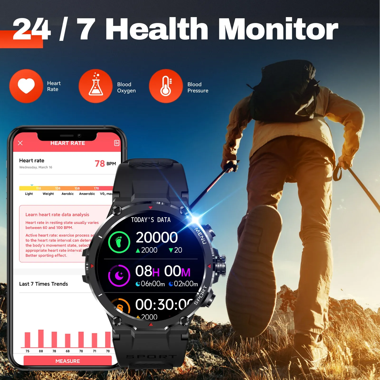 EIGIIS Military Smart Watch for Men 2024 HD Bluetooth Dial Call Outdoor Waterproof Tactical Smartwatch for iPhone Android Phones 1.32’’ Rugged Fitness Watch with Heart Rate/ Sleep Monitor Pedometer