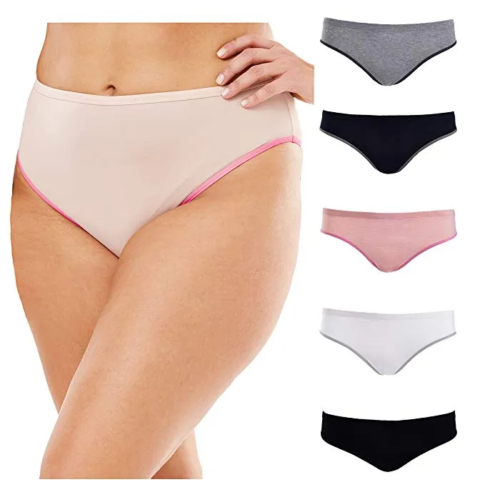 Emprella Womens Plus Size Bikini Brief Panties - 5 Pack