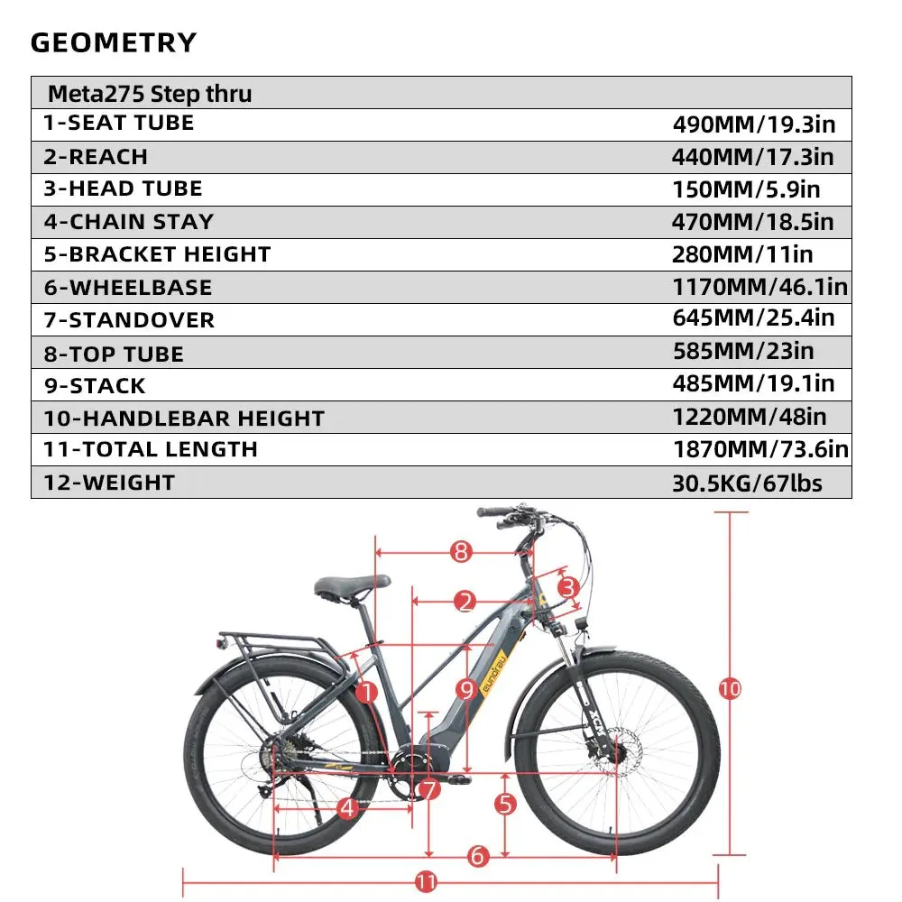 EUNORAU|META275 500W 48V Cruiser Electric Bike