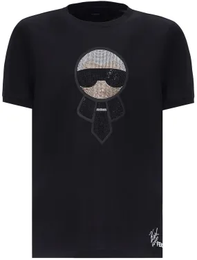 Fendi Karlito Strass Black T-Shirt