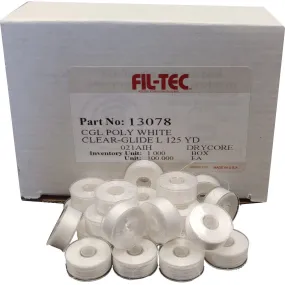 Fil-Tec Clear-Glide Plastic Sided Machine Embroidery Bobbins Size L - White (100 Bobbins)