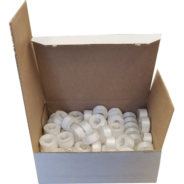 Fil-Tec Clear-Glide Plastic Sided Machine Embroidery Bobbins Style A/Class 15 - White (80 Bobbins)