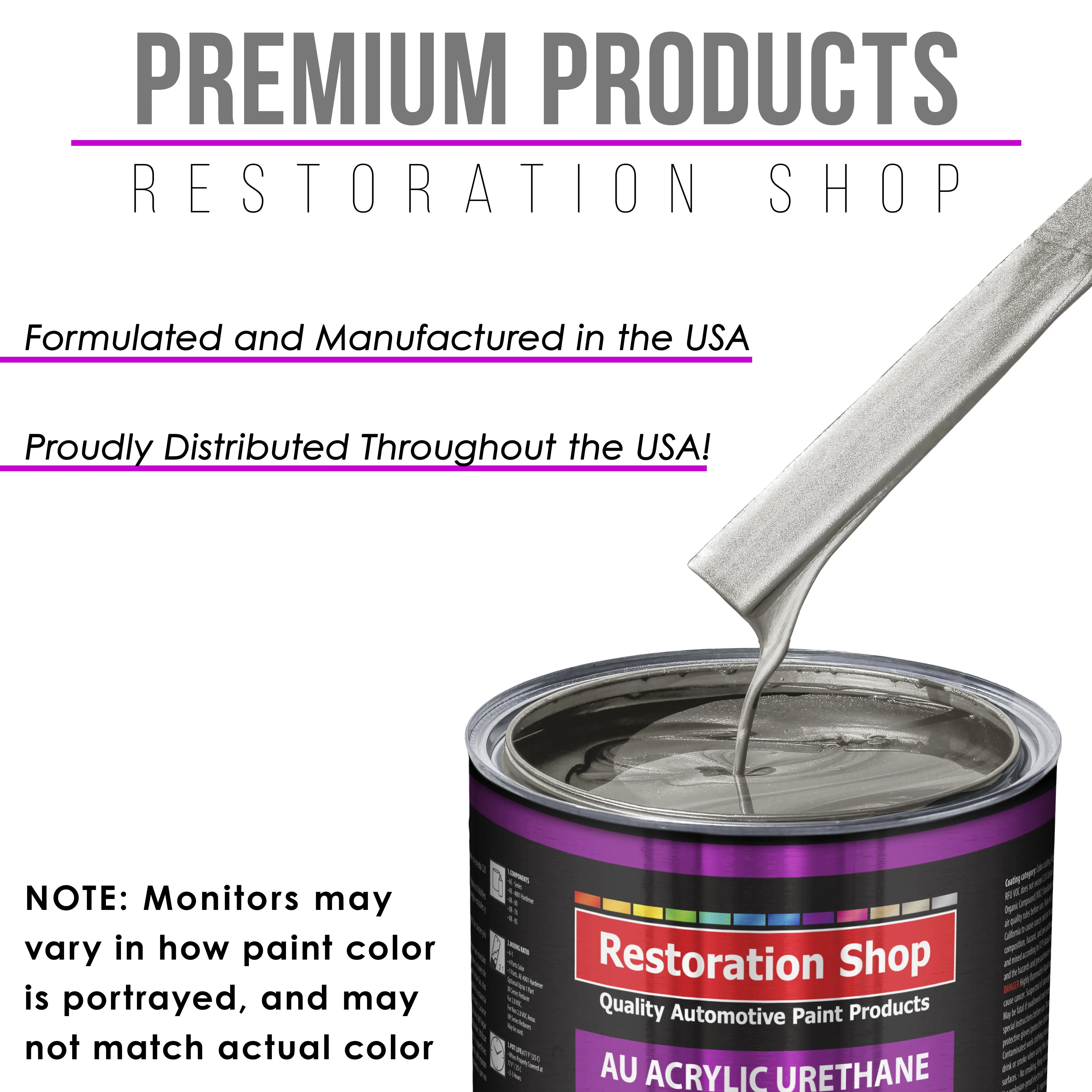 Firemist Pewter Silver Acrylic Urethane Auto Paint - Complete Quart Paint Kit - Professional Single Stage Automotive Car Coating 4:1 Mix Ratio 2.8 VOC