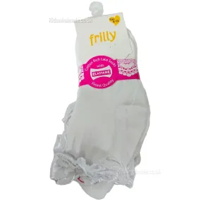 Frilly Cotton Rich Lace Socks W/Elastane