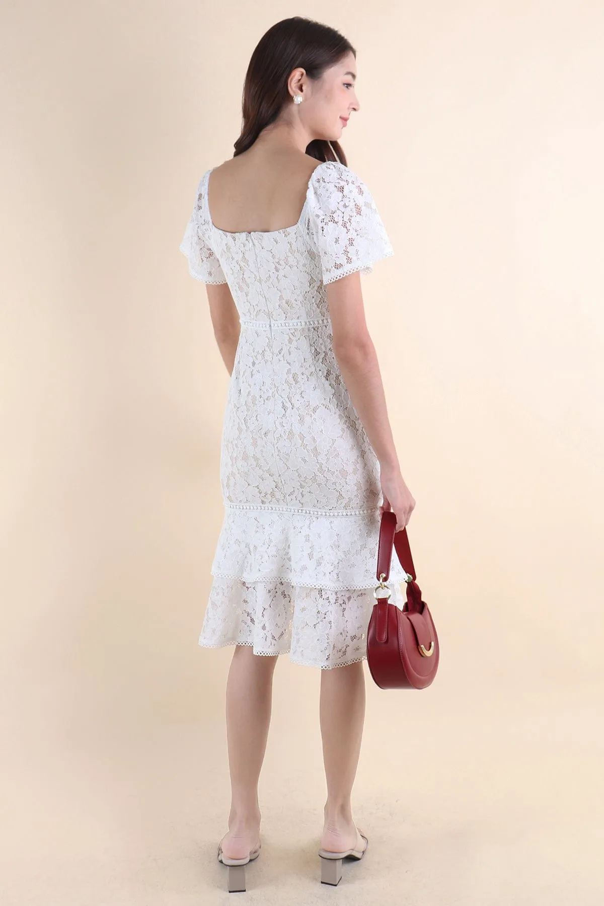 GEMMA LACE MERMAID DRESS IN WHITE