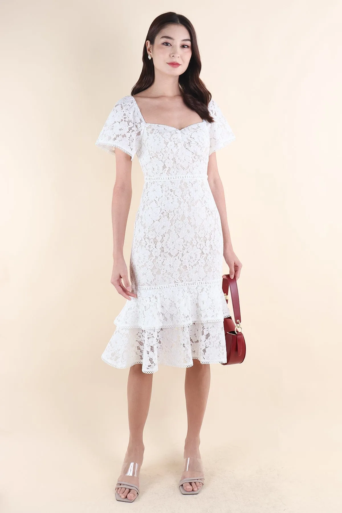 GEMMA LACE MERMAID DRESS IN WHITE